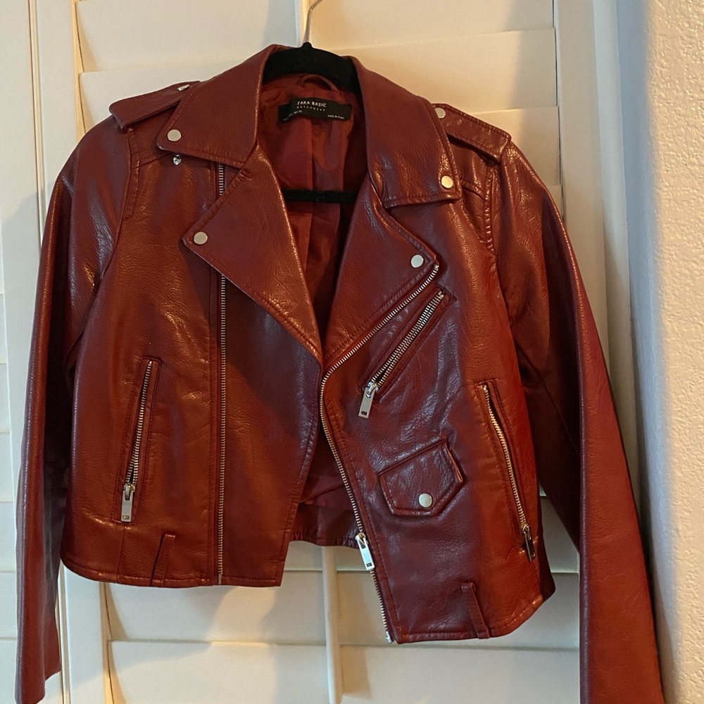 Red/burgundy leather jacket
